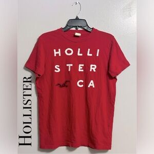 HOLLISTER MENS GRAPHIC T-SHIRT TOP RED COTTON SIZE MEDIUM EUC